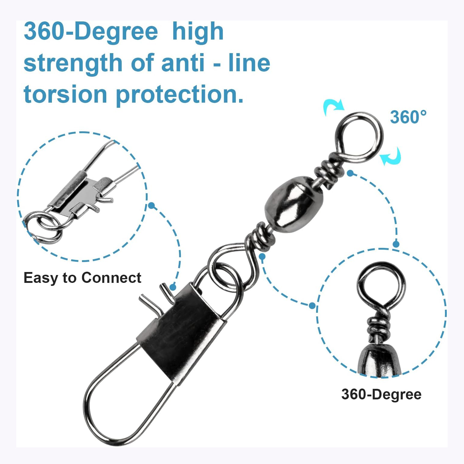 100Pcs/Lot 4#6#8#10#12# Swivel - Fishing Hook Stainless Steel review and price