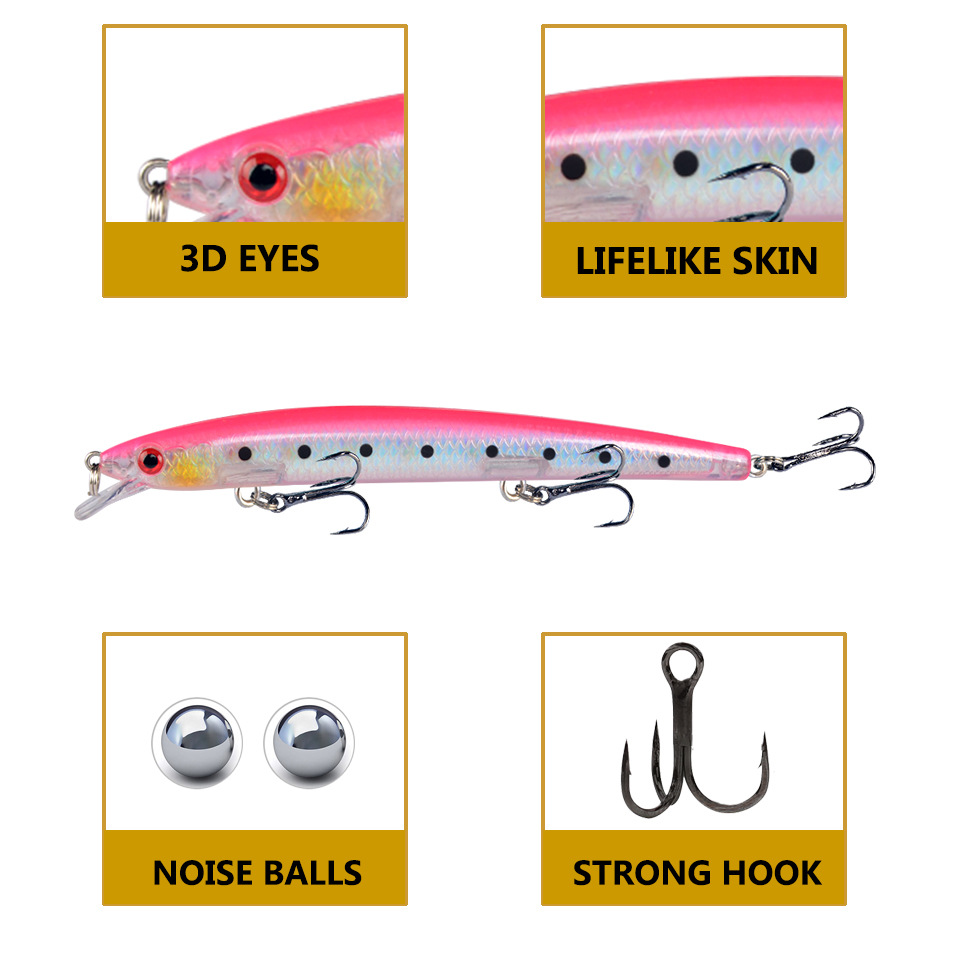 Minnow Fishing Lure 13.5cm 15. - Fishing Hook Treble review and price