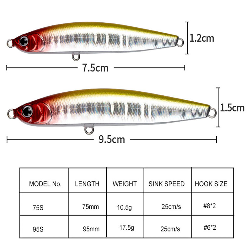 Water Sniper 10.5g 75mm Jerk P - Fishing Hook Treble review and price