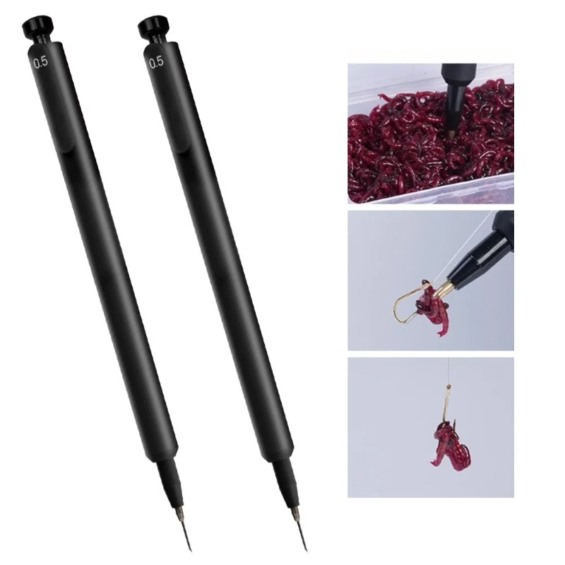 2Pcs Red worm baiting device f - Fishing Hook Size review and price