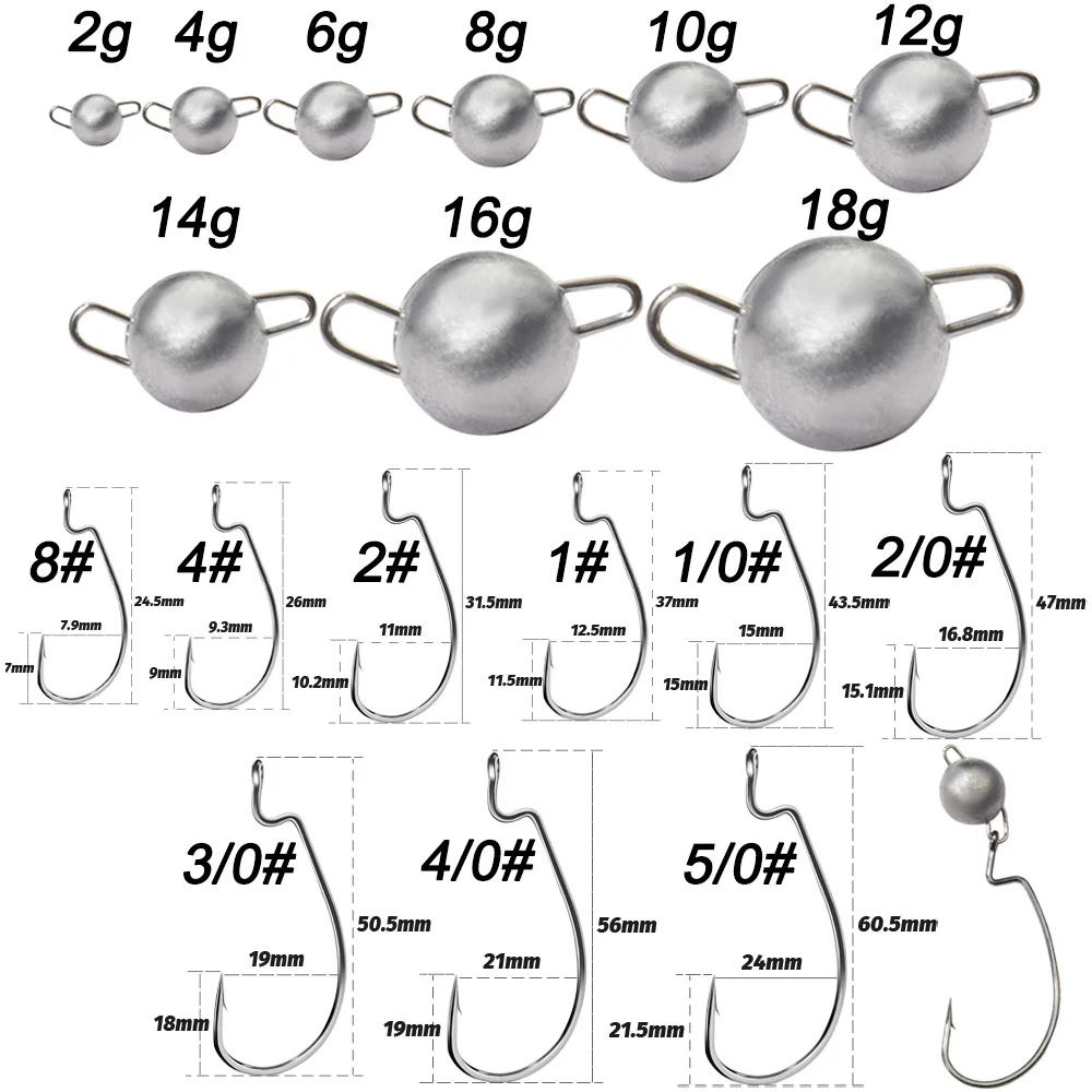 5Pcs Metal Jig Head Worm Hooks - Fishing Hook Weedless review and price