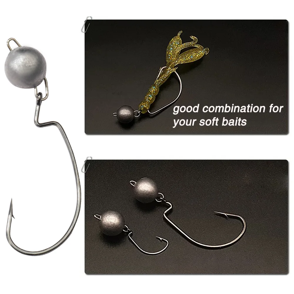 5Pcs Metal Jig Head Worm Hooks - Fishing Hook Weedless review and price
